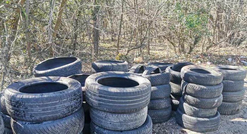 Акция по почистване на нерегламентирано изхвърлени автомобилни гуми 