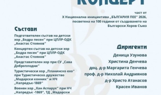 Шумен ще отбележи 100 години от създаването на Българския хоров съюз